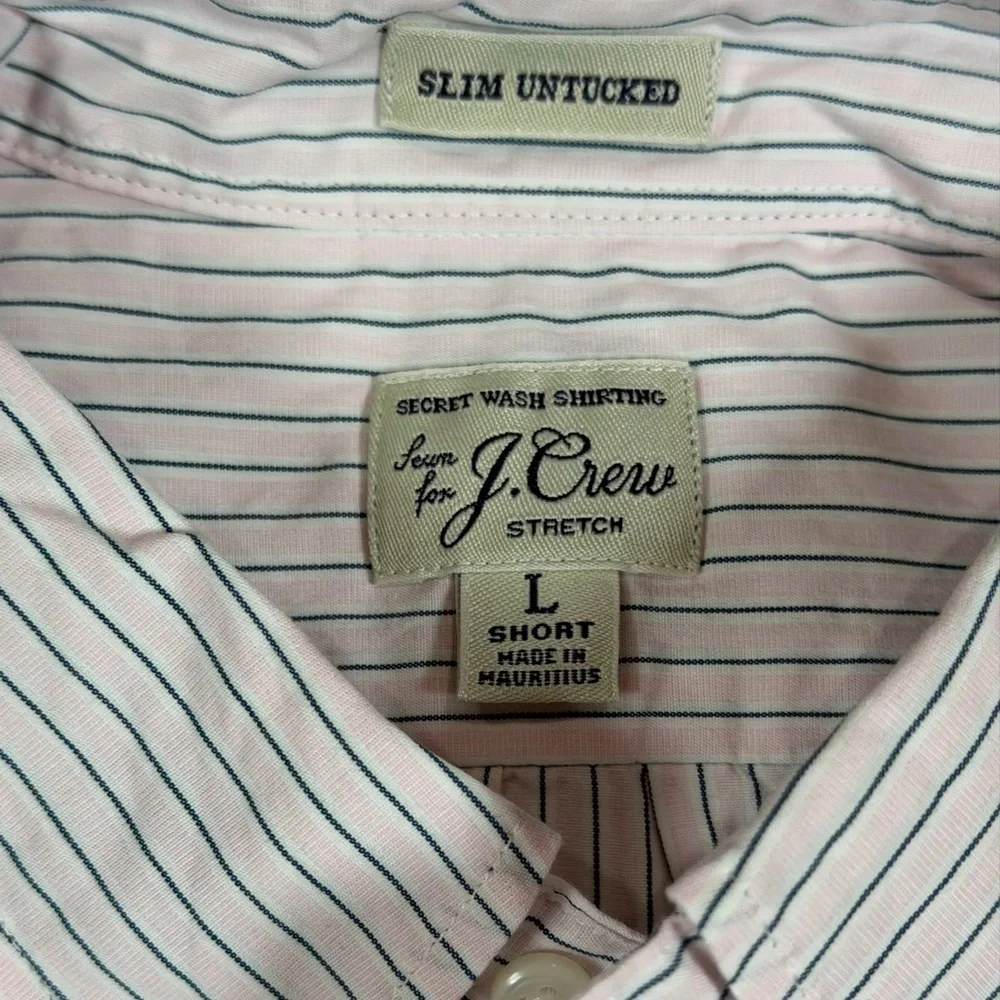 NWT J. Crew Men's Large Slim Untucked Short Purple Striped Casual Shirt